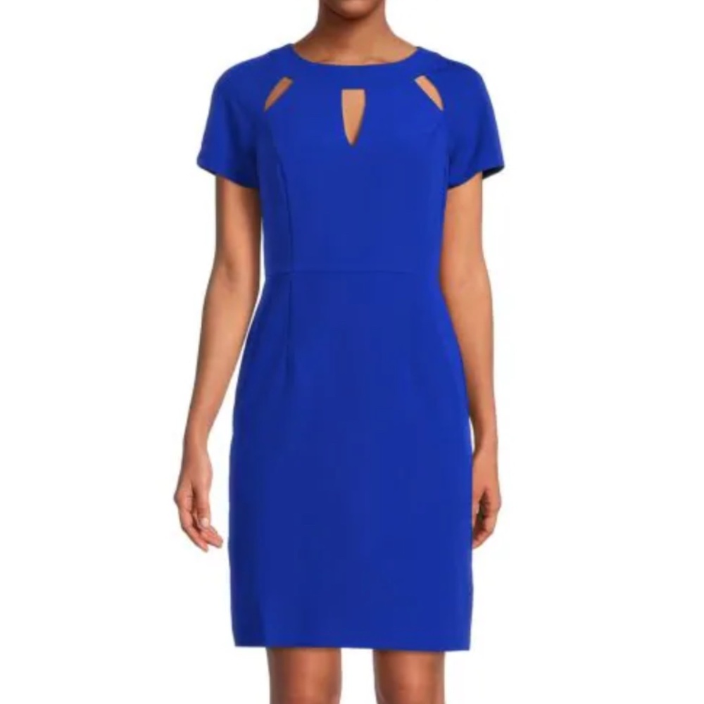 NWT Focus by Shani Key Hole Crepe Short Sleeve Dress